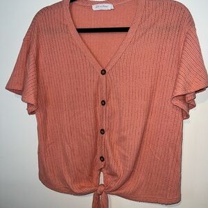 Women's Coral Button-Down Top